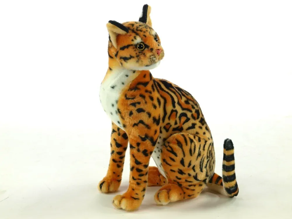 Plyšová sedící kočka Ocelot jako živá, výška 45 cm